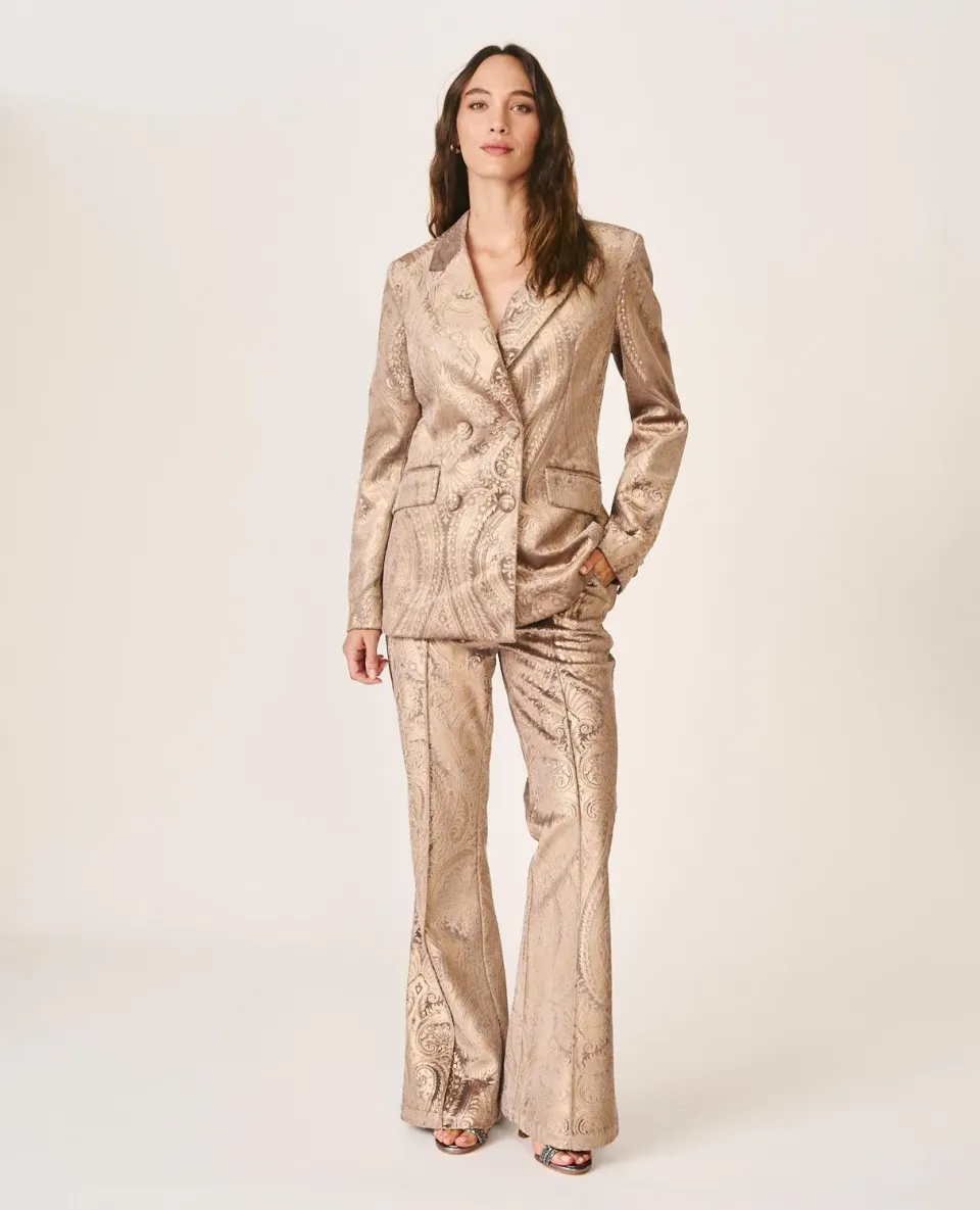 Alma en Pena I26CL1611 pantalon flare doré métallisé