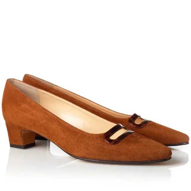 Bégum Paris Vénus ballerines cognac velours talon 4 cm