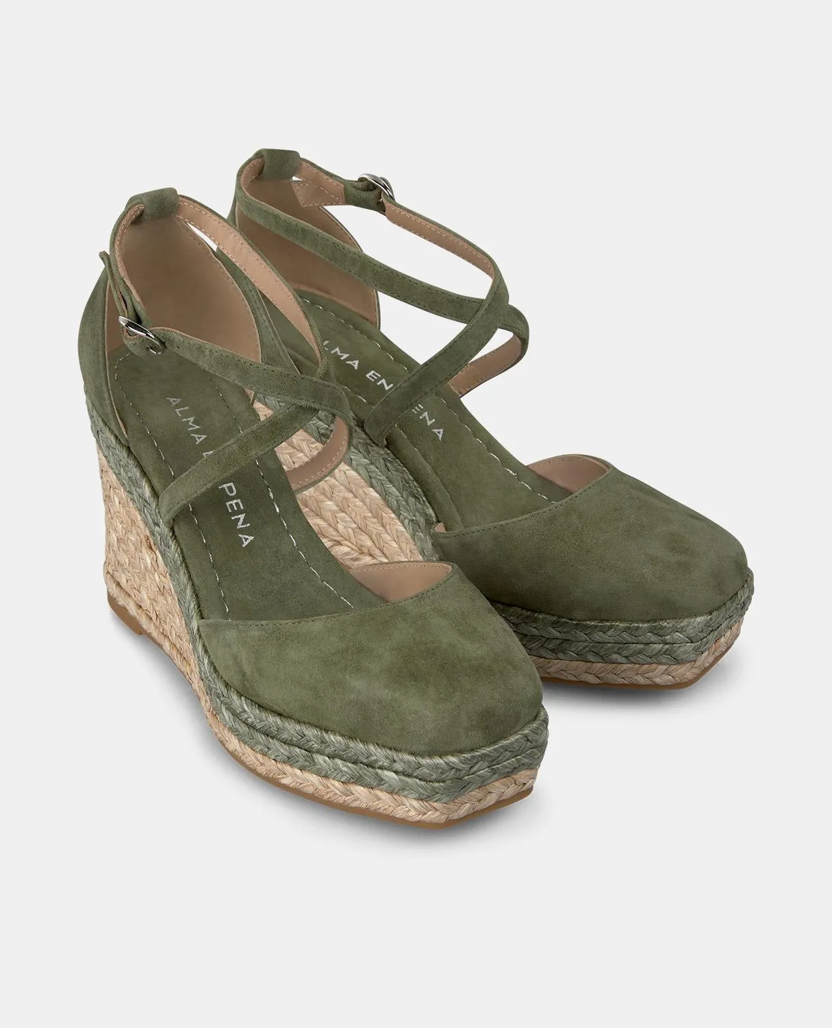 Alma en Pena V2551117 compensées kaki cuir 9cm