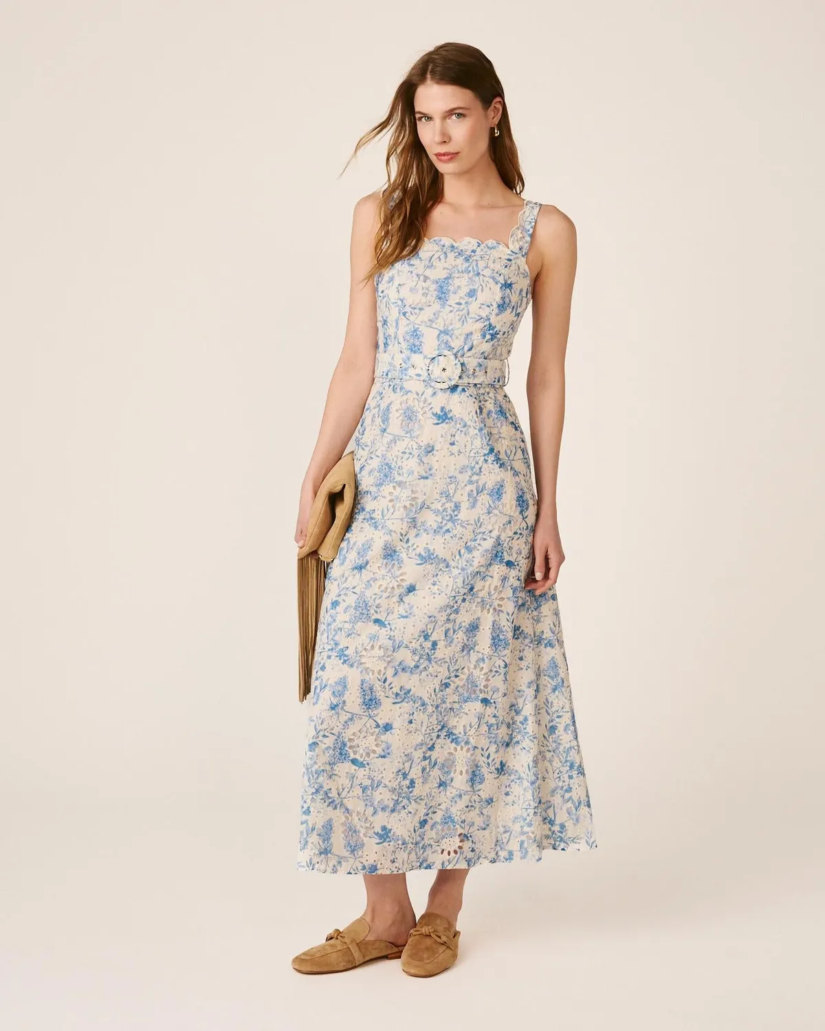 Alma en Pena V26CL0213 robe longue fleurie bleue polyester