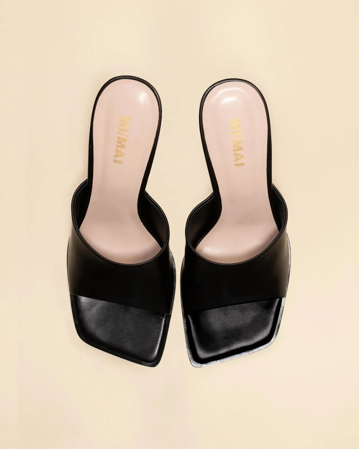 Mi/Mai Gemma Low Black Mat mule cuir noir talon 5 cm