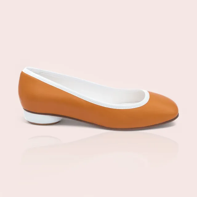 Karine Arabian Justine ballerine cuir orange bout carré