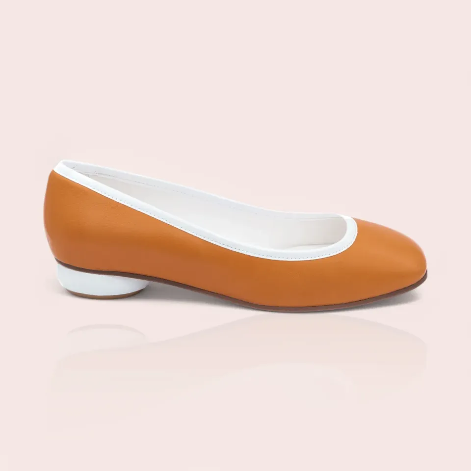 Karine Arabian Justine ballerine cuir orange bout carré