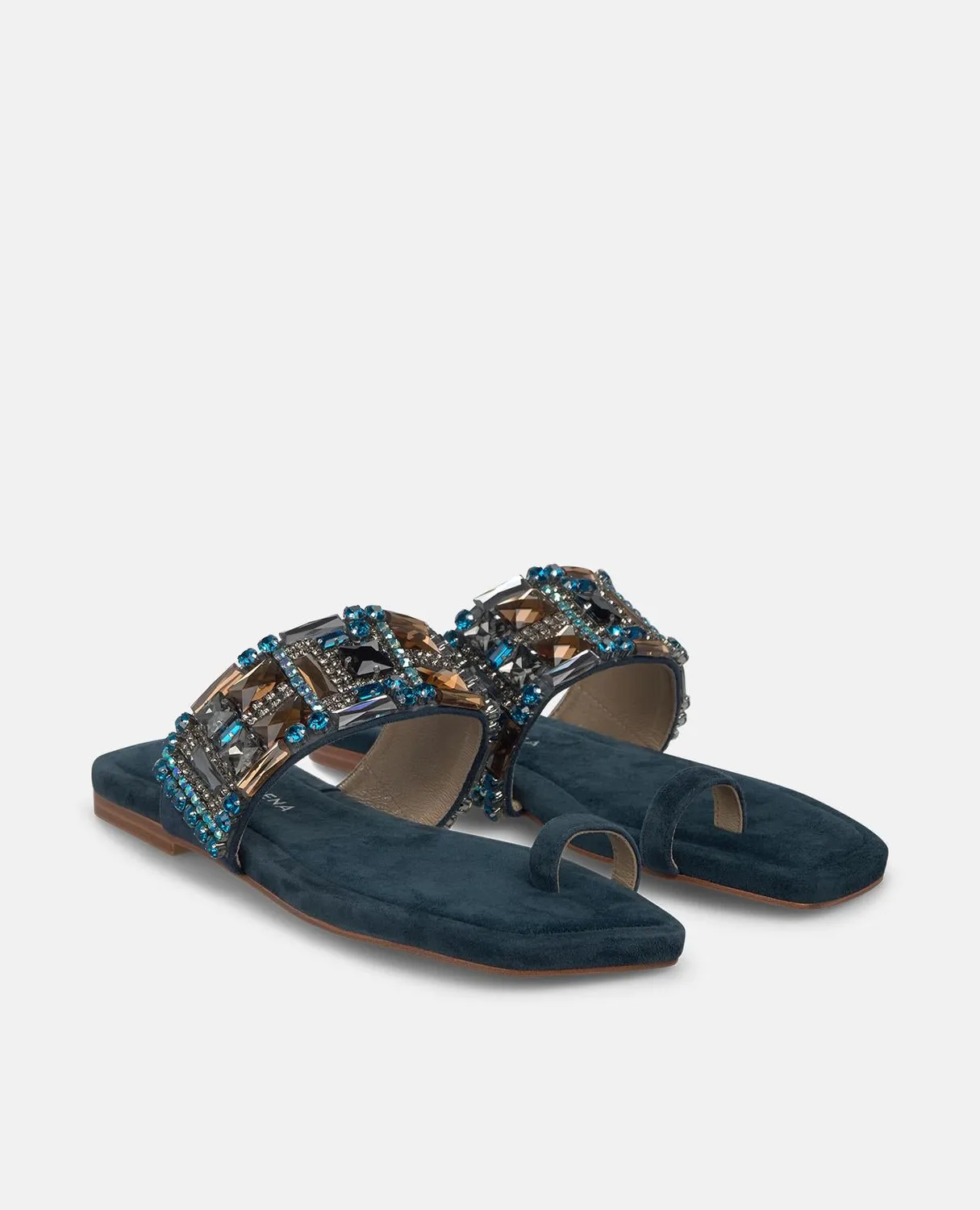 Alma en Pena V268454 sandales bleu marine cuir plates strass