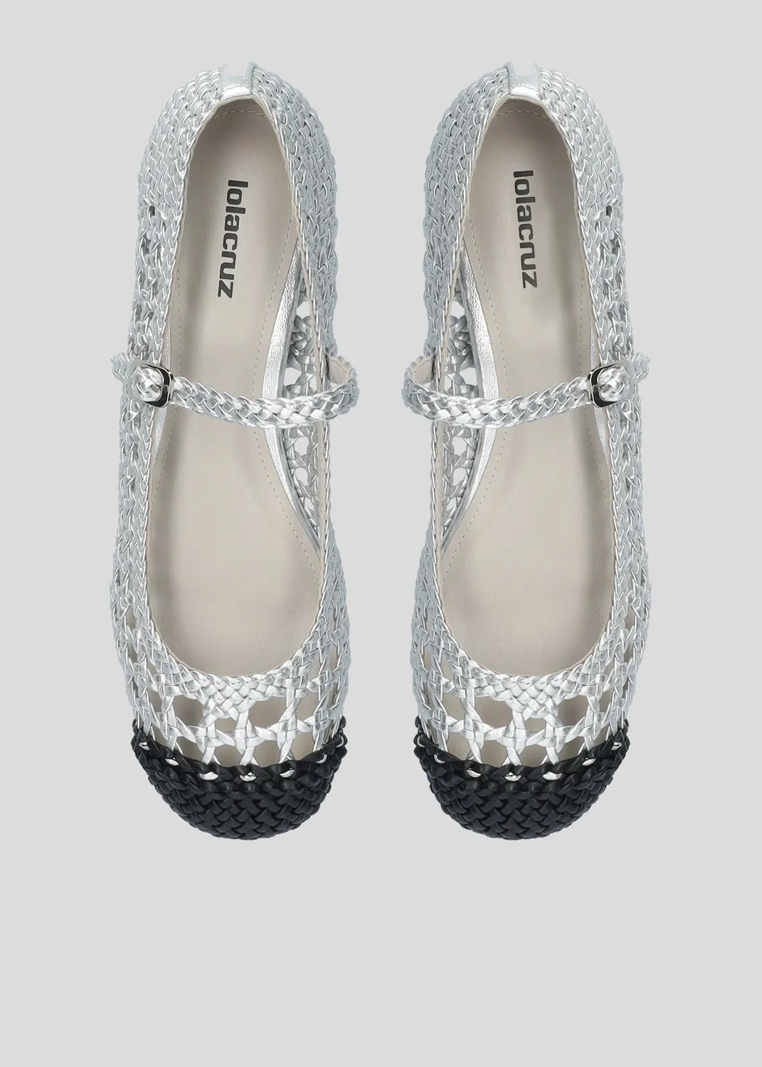 Lola Cruz Brie ballerines argent plata plates