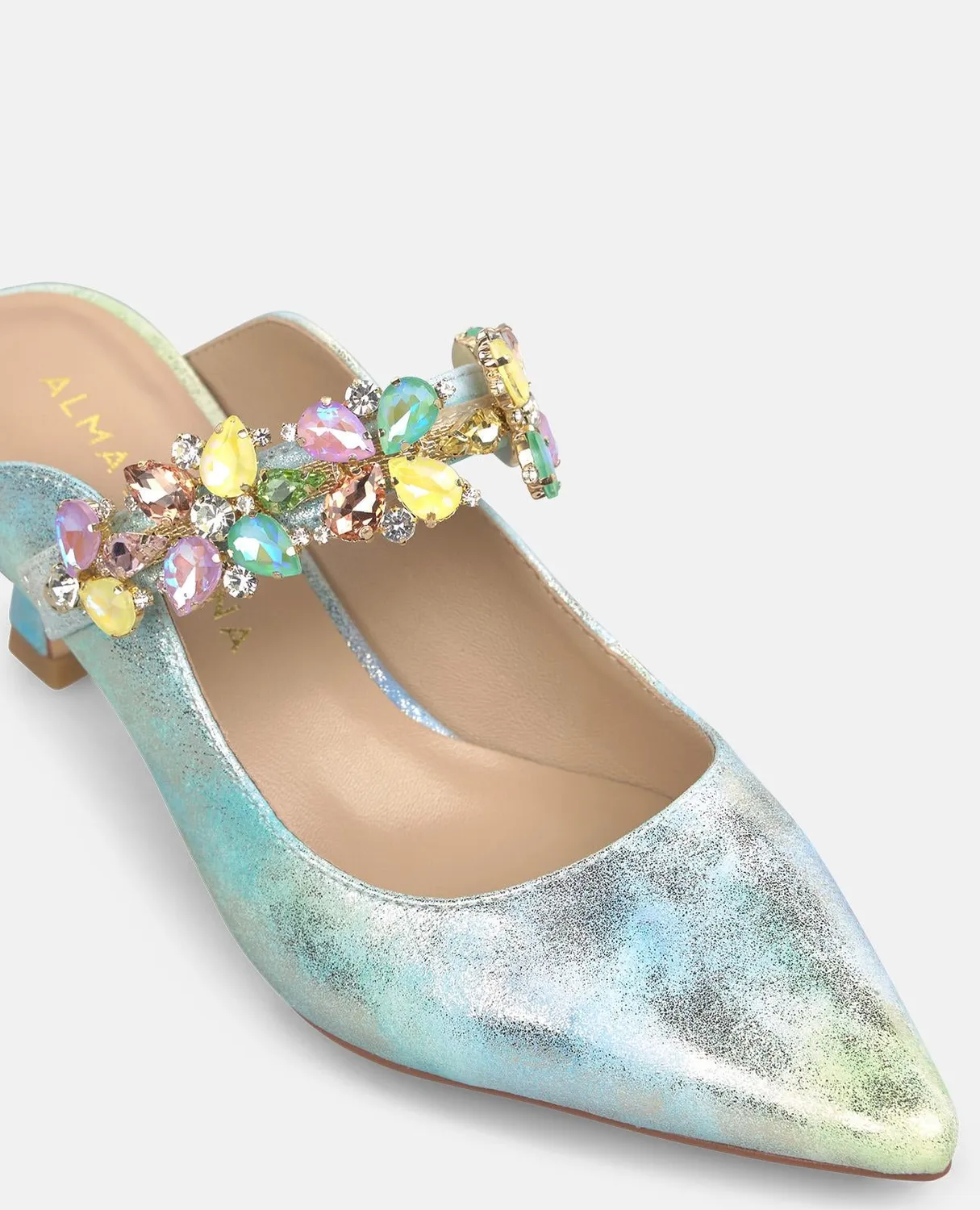 Alma en Pena V262204 mules bleu à strass