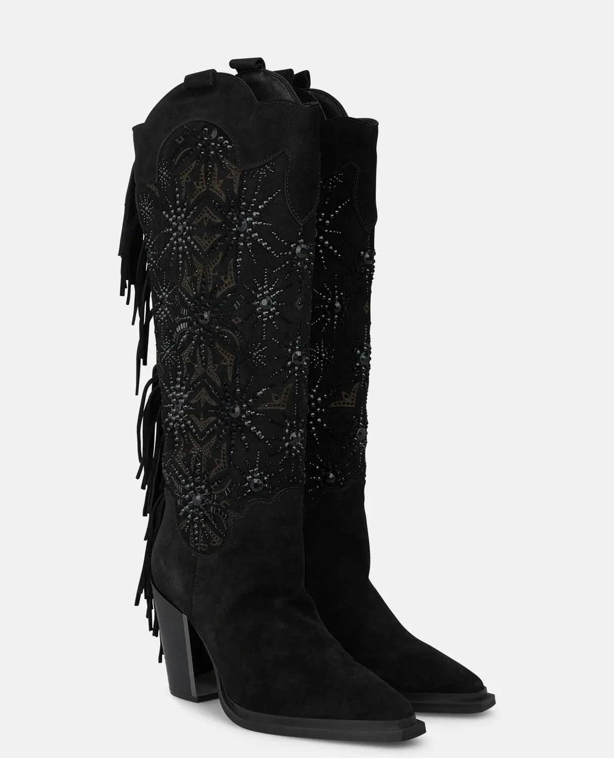 Alma en Pena I250701 bottes noires strass talon 9,5 cm