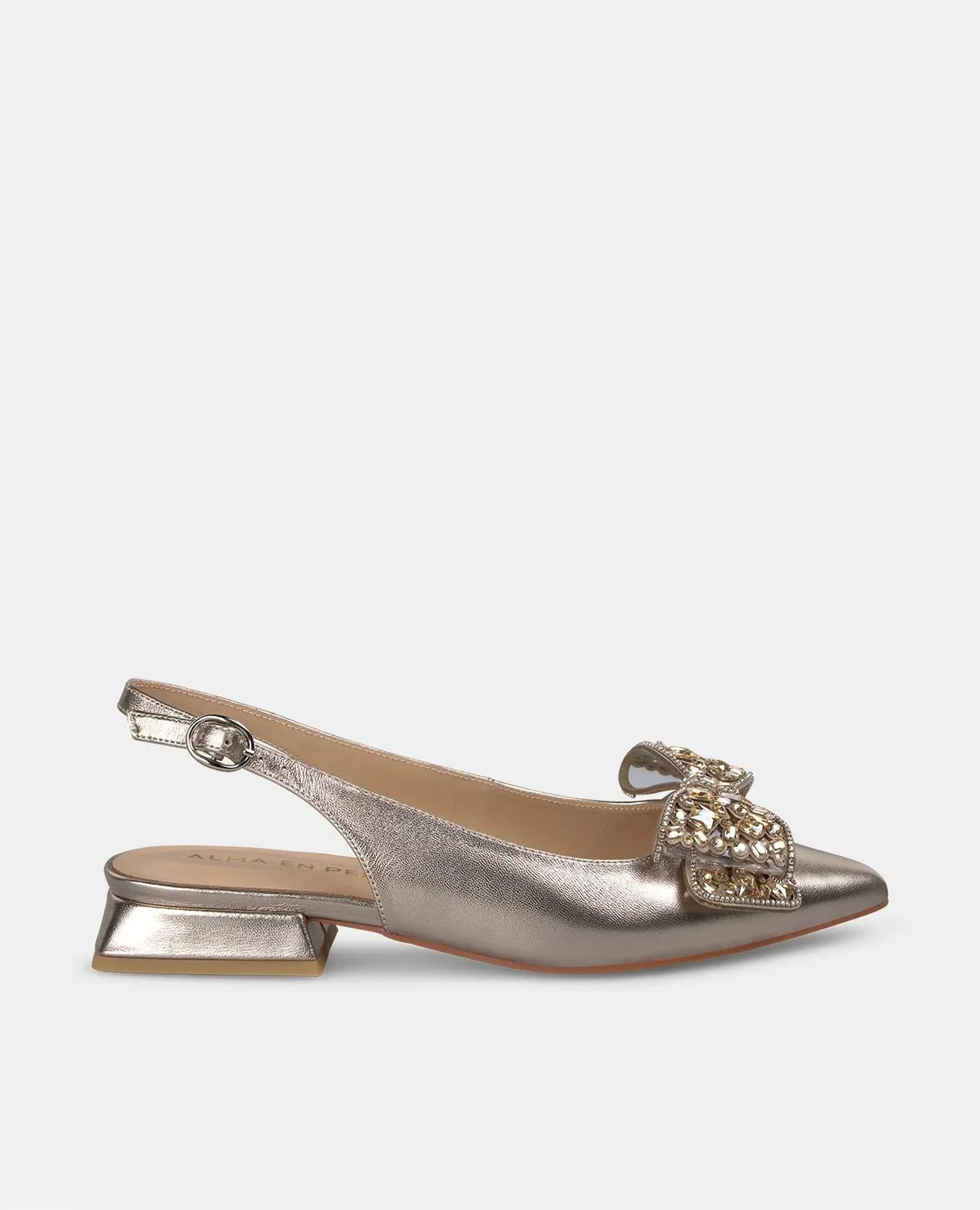 Alma en Pena V250495 ballerines plates bronze nœud cuir
