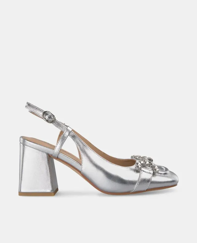 Alma en Pena V250551 escarpins argentés cuir talon 7,5 cm