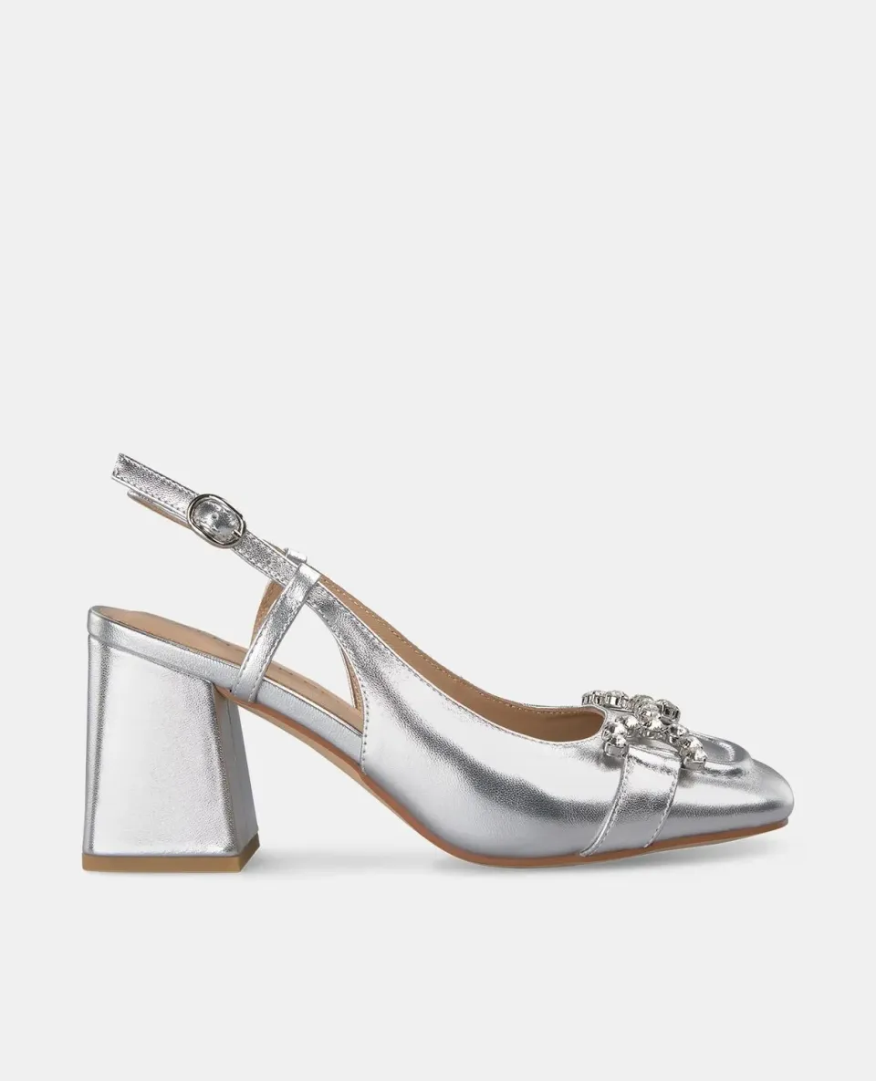 Alma en Pena V250551 escarpins argentés cuir talon 7,5 cm