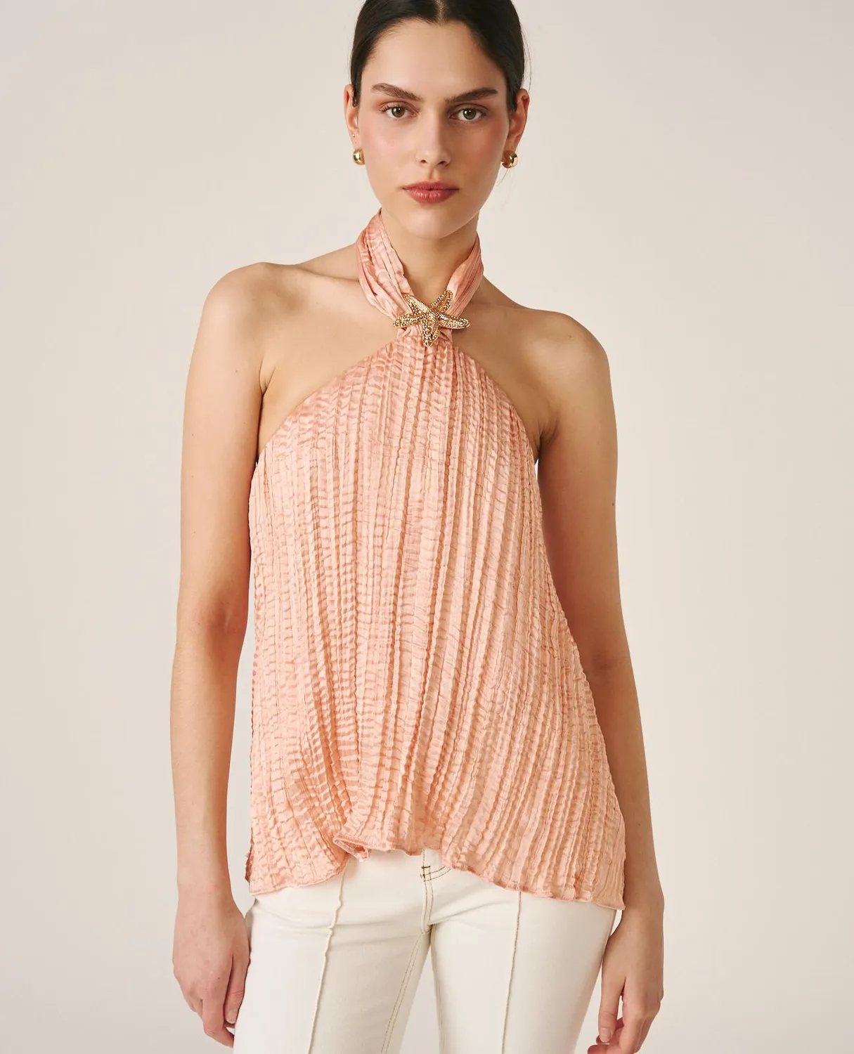 Alma en Pena V26CL0514 blouse satin froissé rose