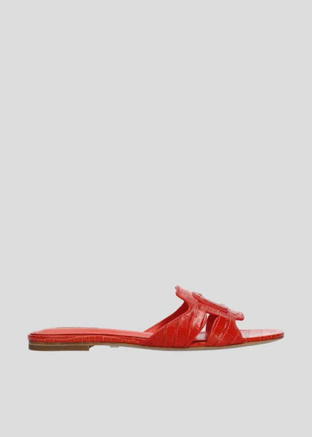 Lola Cruz Cuirine Flat sandales plates rouge cuir