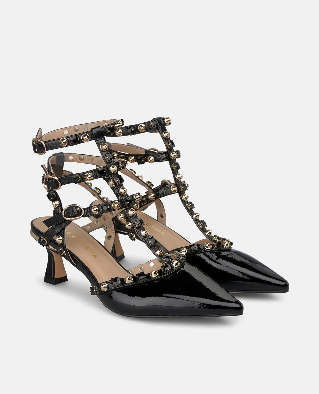 Alma en Pena I260228 Slingback Vernis Noir Clouté