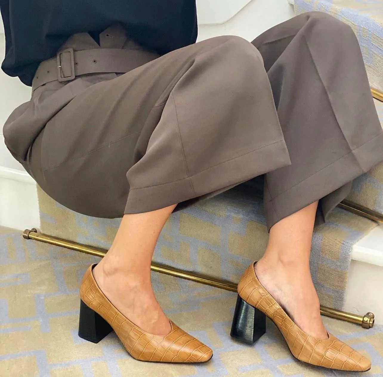 Karine Arabian Castellane escarpins croco marron 38