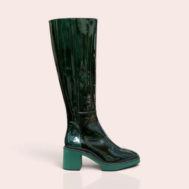 Karine Arabian BRANDON botte verni vert talon 85mm