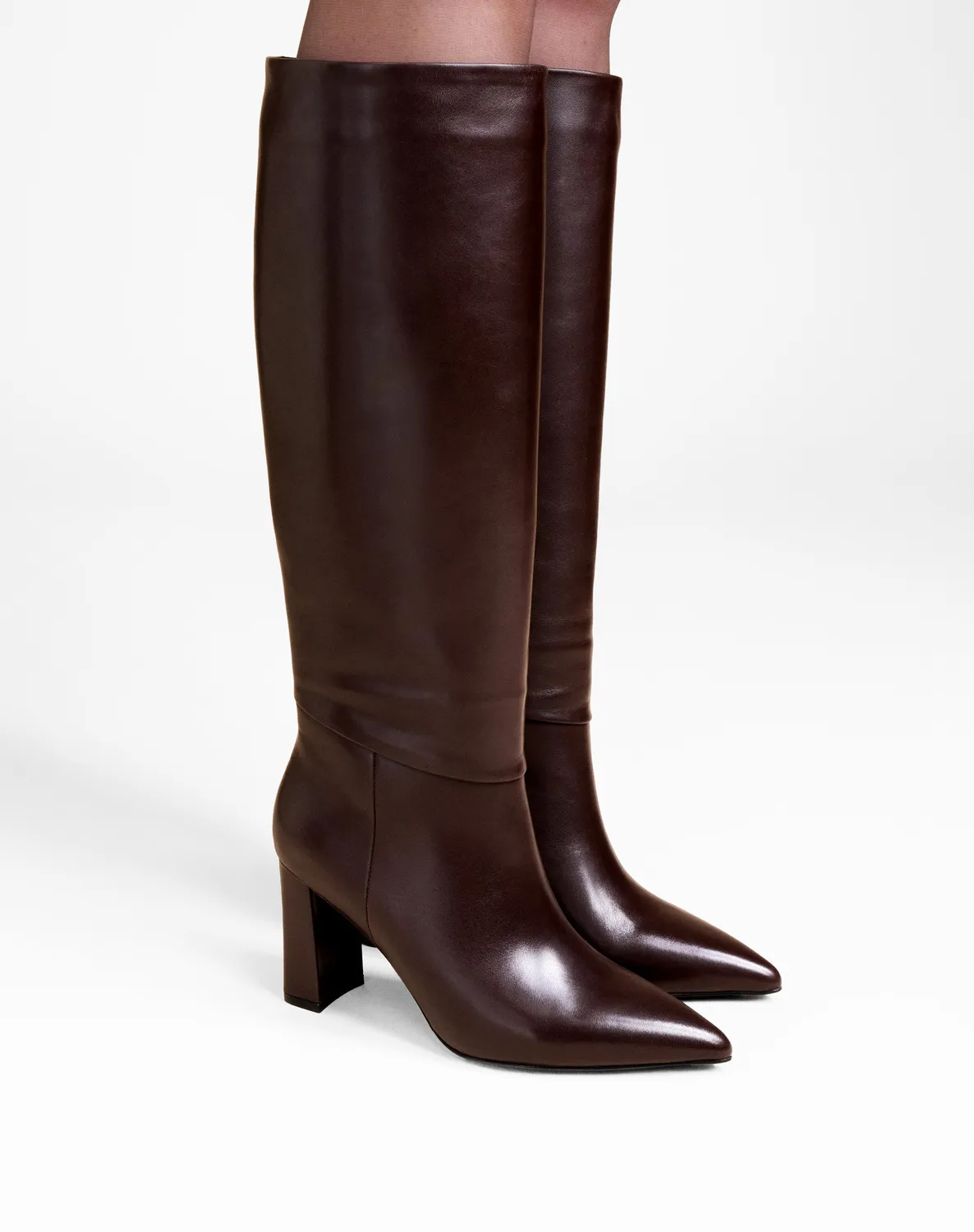 Mi/Mai Tracey Chocolate Calf bottes cuir chocolat talon large
