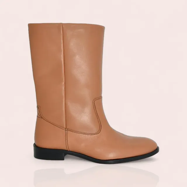 Karine Arabian Lennox bottes cuir camel noir talon 30 mm