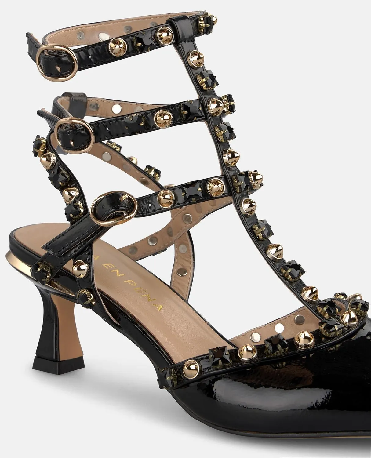 Alma en Pena I260228 Slingback Vernis Noir Clouté