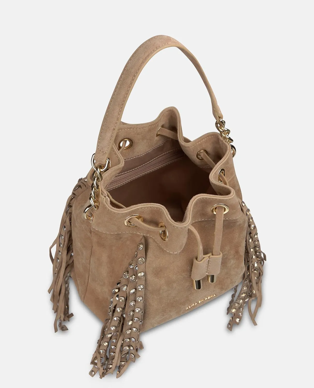 Alma en Pena V26BG065 sac seau cuir sable clouté