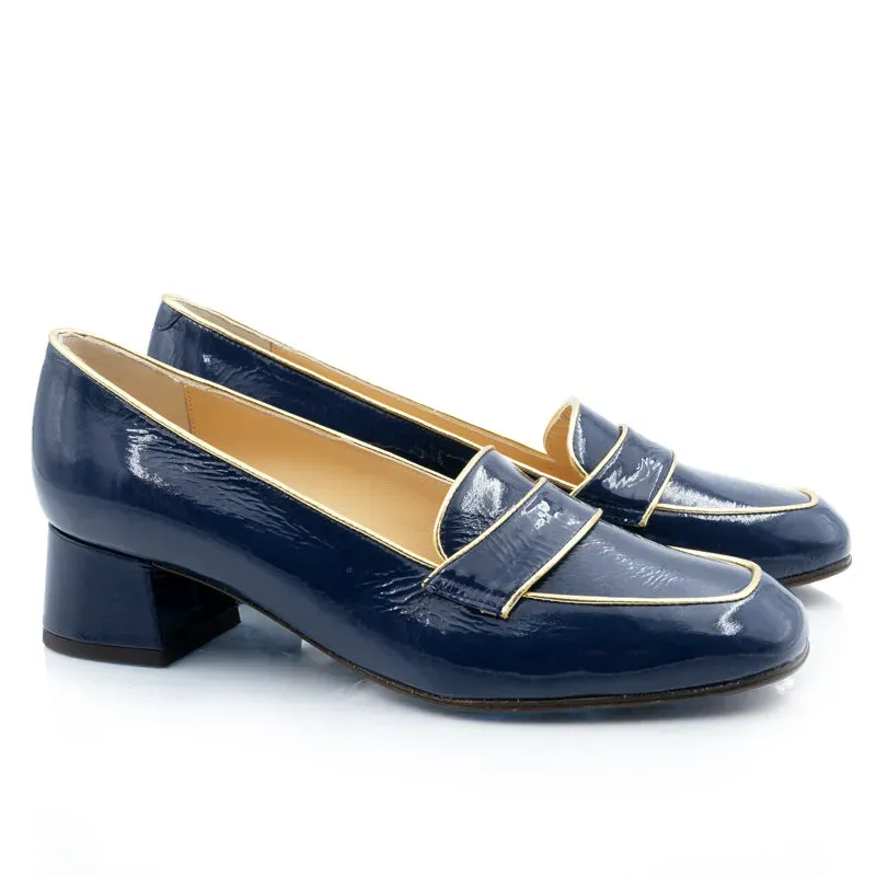Bégum Paris Monza mocassin vernis bleu pétrole 4 cm