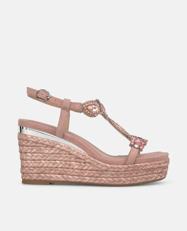 Alma en Pena V265506 sandale compensée rose 9 cm