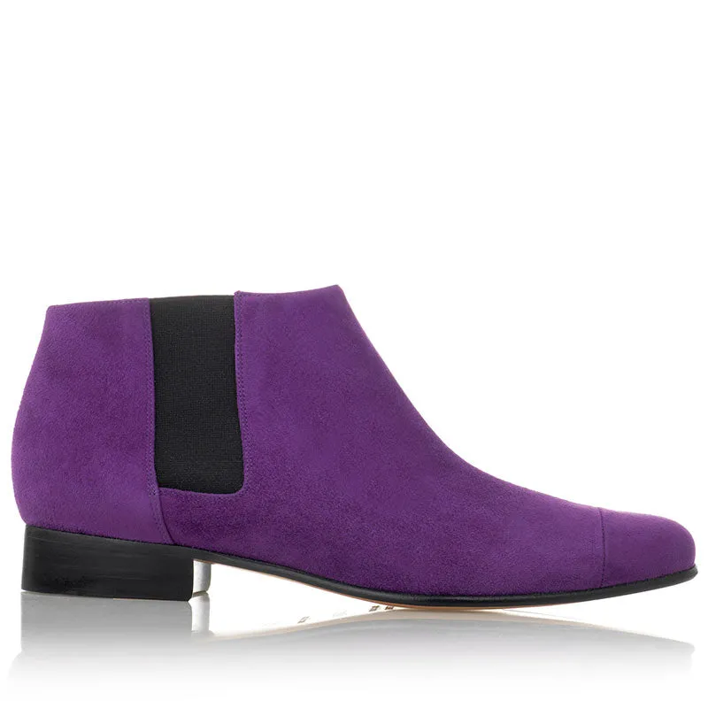 Bégum Paris Lucrèce violet boots velours talon 2 cm