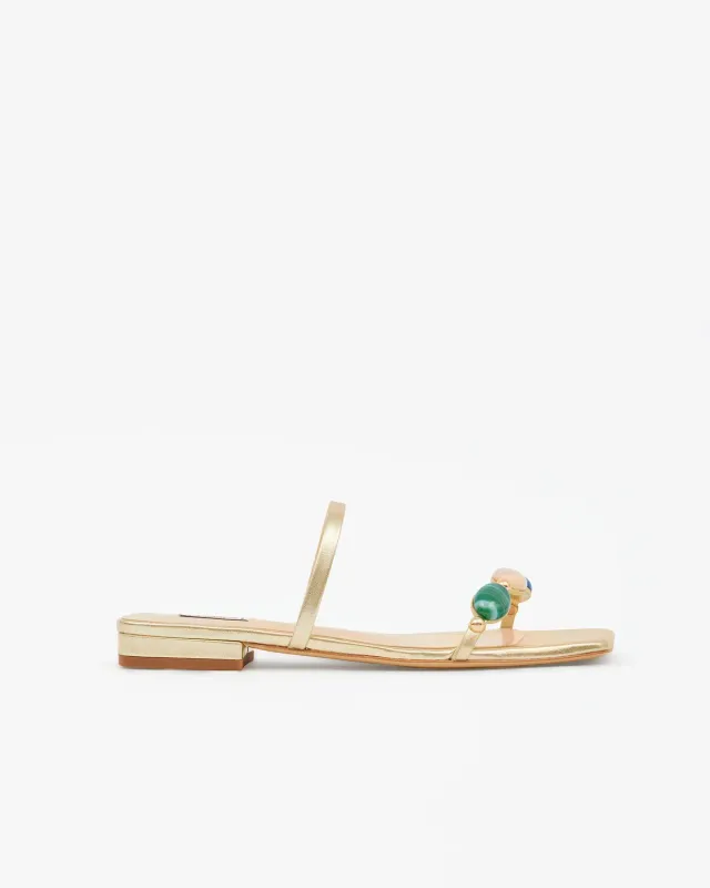 Mi/Mai Thetis Gold nu-pieds cuir doré pierres