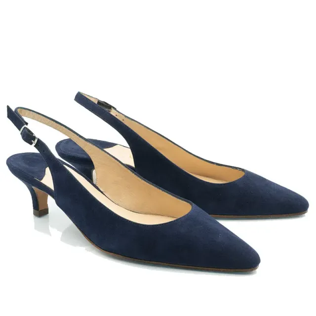 Bégum Paris Volant escarpins bleu marine petit talon