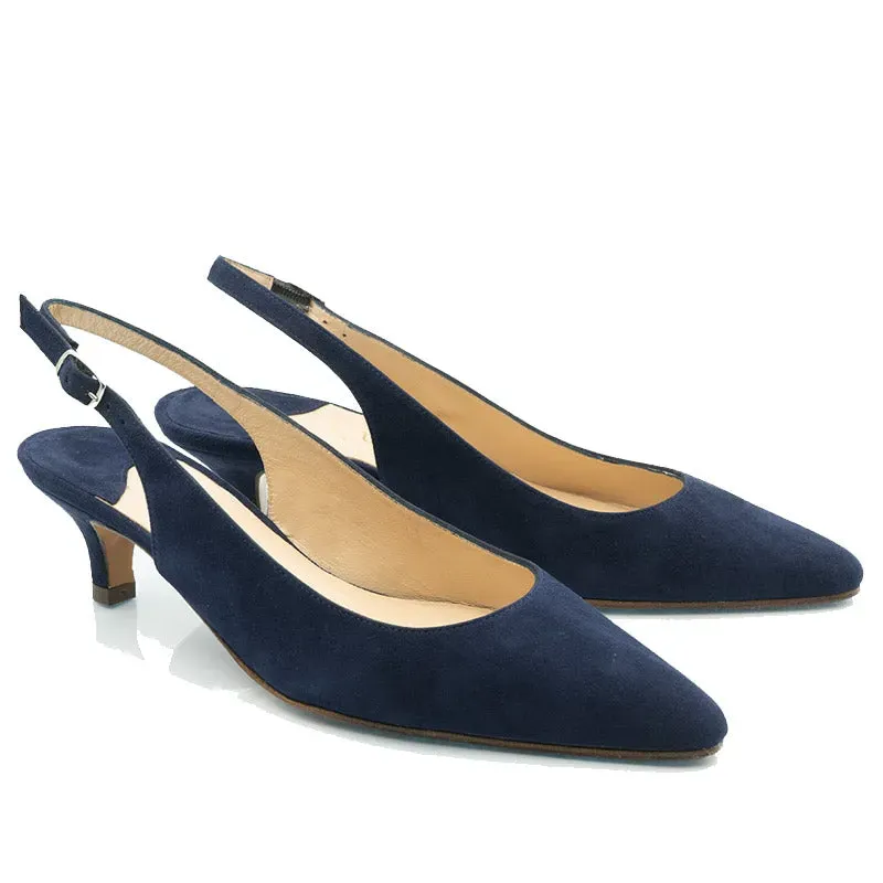 Bégum Paris Volant escarpins bleu marine petit talon