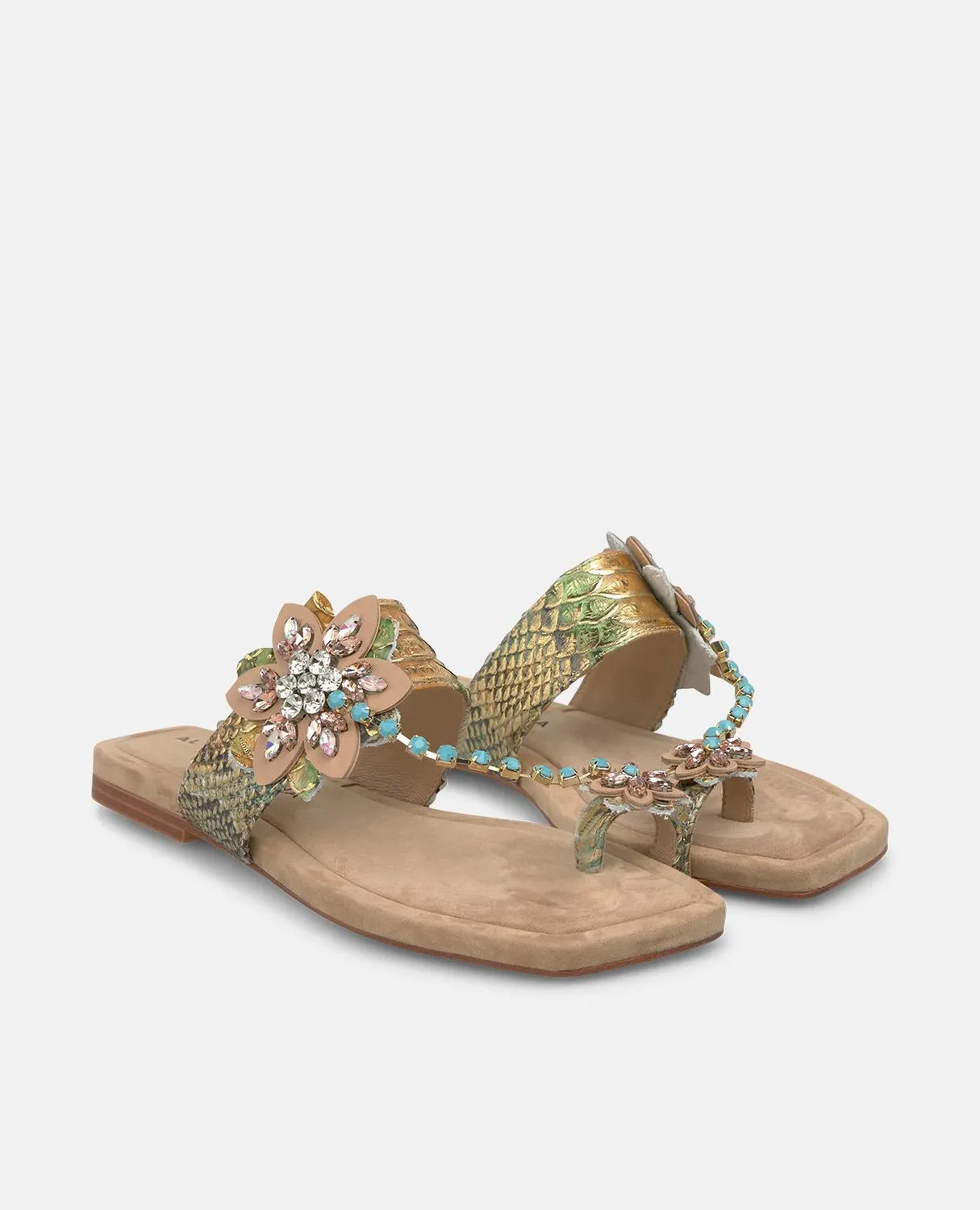 Alma en Pena V268439 sandales plates beige fleur cuir