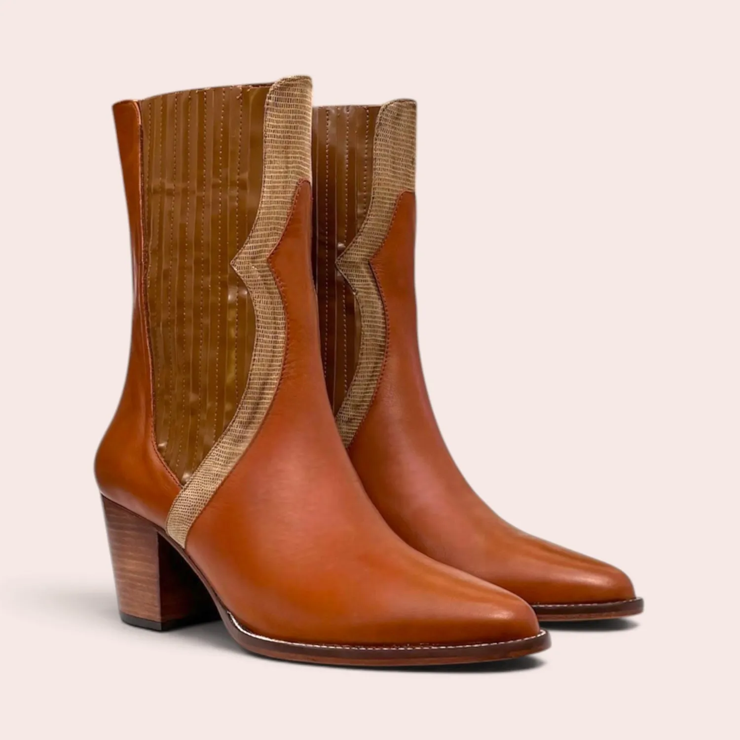 Karine Arabian Lamaz bottes camel cuir talon 6 cm