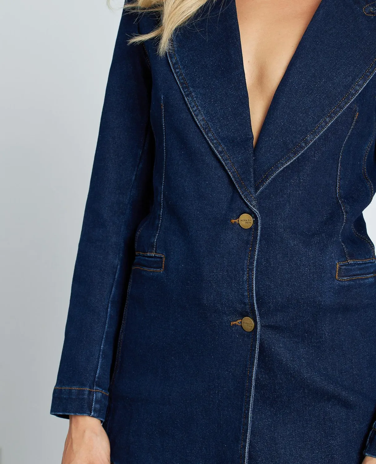 Alma en Pena I25CL1022 blazer jean indigo coton