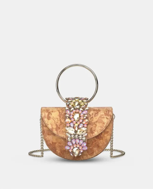 Alma en Pena V25BG5031 sac demi-lune sable cuir chaîne