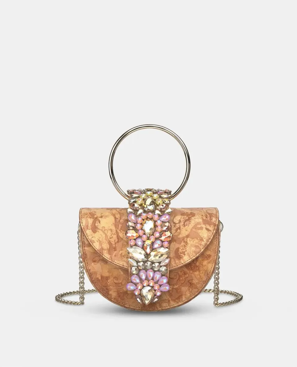 Alma en Pena V25BG5031 sac demi-lune sable cuir chaîne