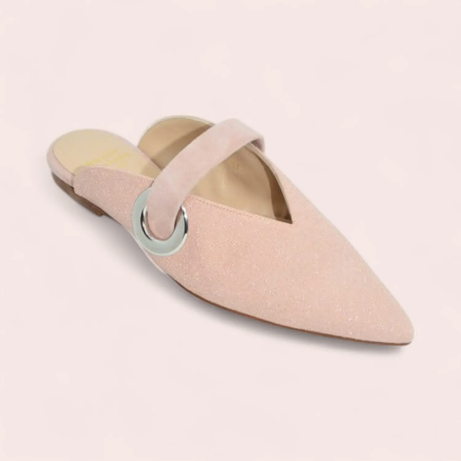 Karine Arabian Ashley mules plates rose pailleté cuir