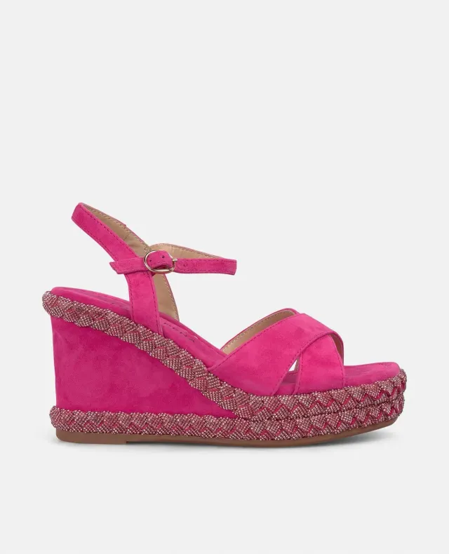 Alma en Pena V251303 sandales compensées fuchsia cuir 9,8 cm