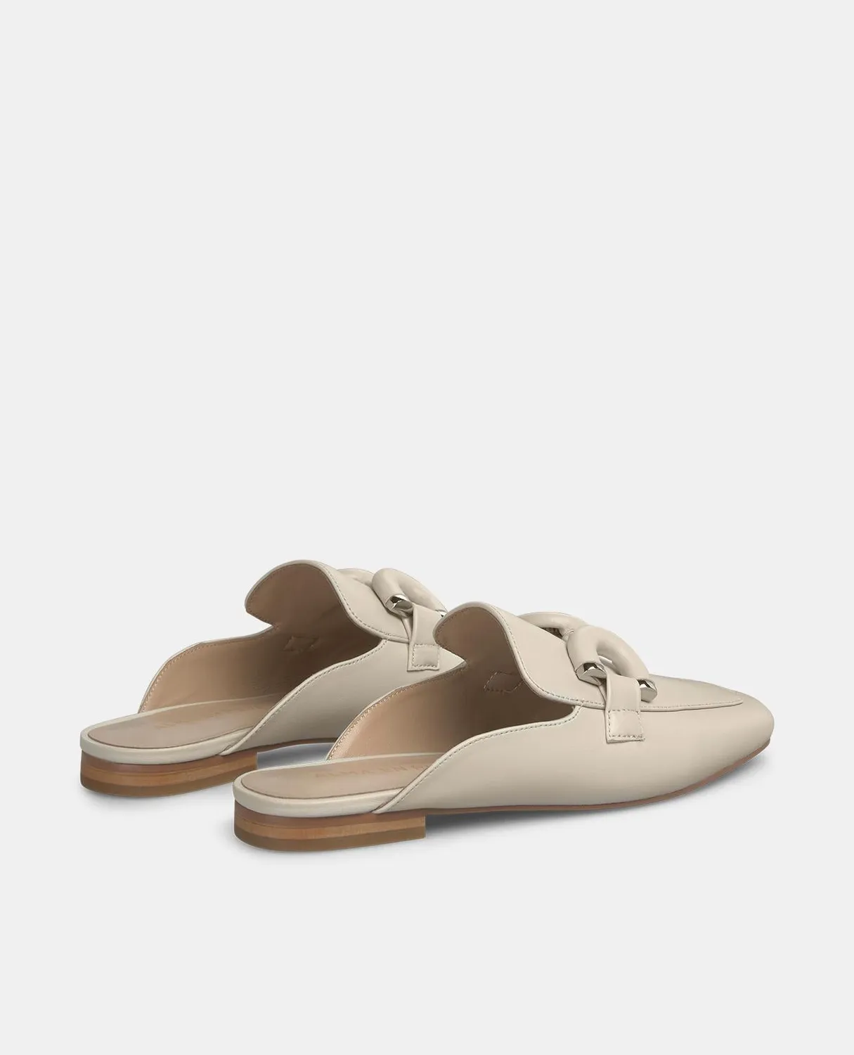 Alma en Pena V250301 mules blanc cuir plat