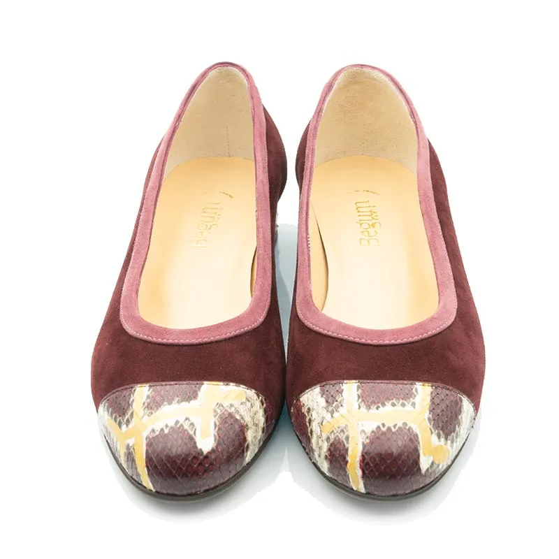 Bégum Paris Gabrielle ballerine bout python 1,5 cm