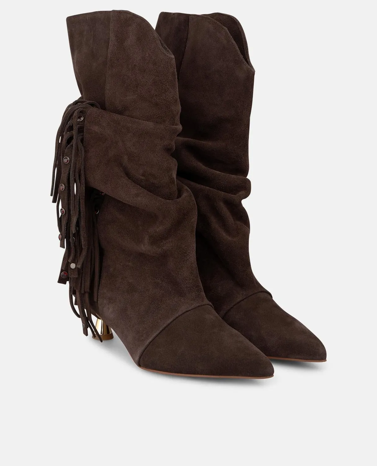 Alma en Pena I260371 bottines marron daim franges talon 4 cm