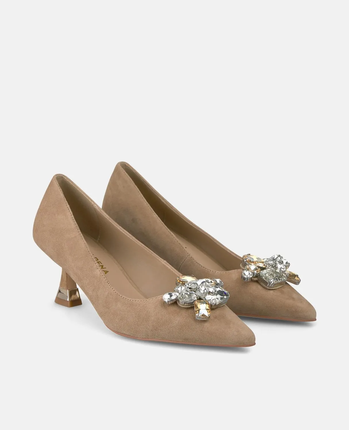 Alma en Pena I250518 Escarpin Camel Cuir Fleur Talon 6 cm