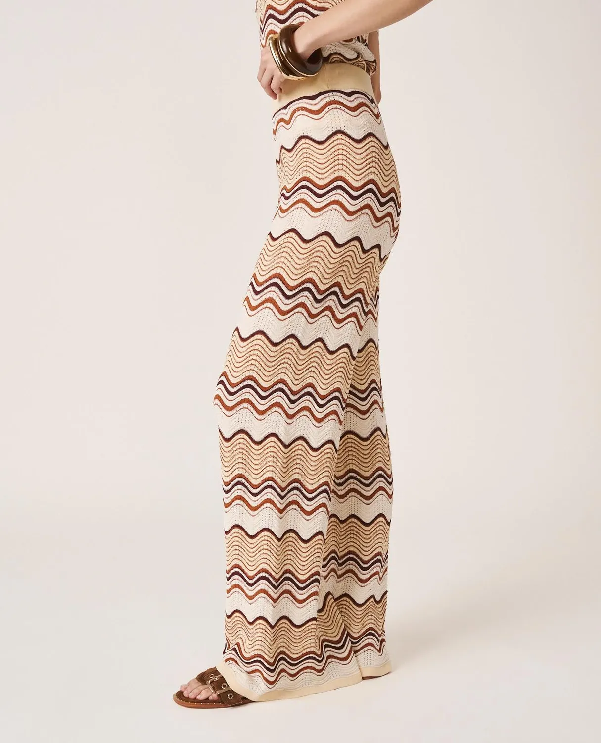 Alma en Pena V26CL1600 pantalon maille caramel straight