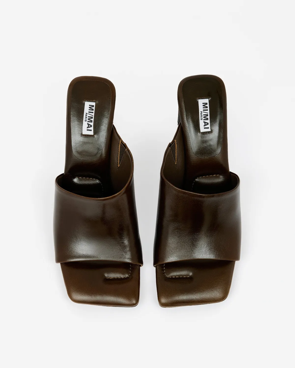 Mi/Mai Alba Khaki mules cuir kaki brillant