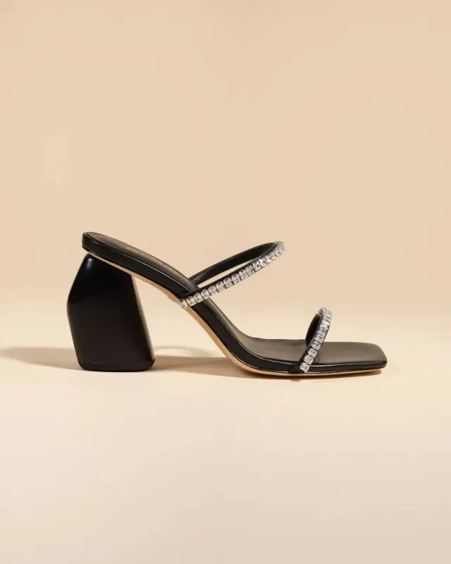 Mi/Mai Tilda High Black Crystals sandales strass noir talon 8cm