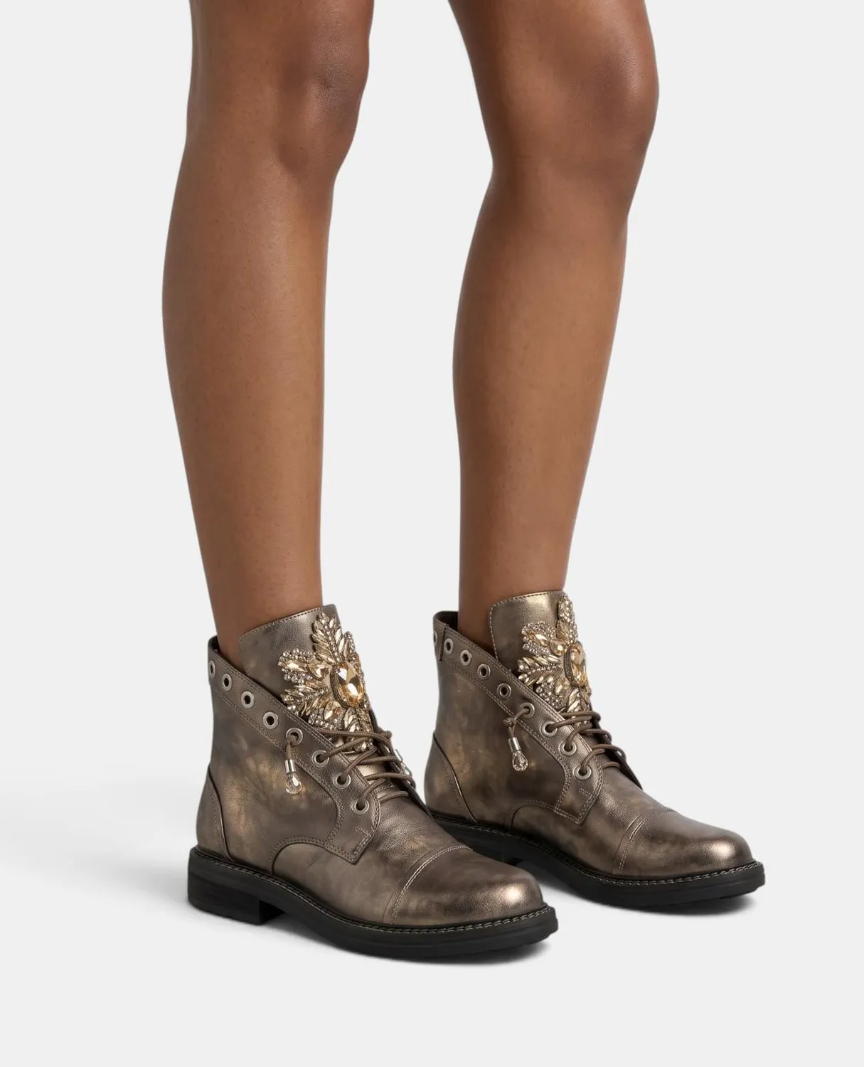 Alma en Pena I260860C bottine militaire bronze en cuir
