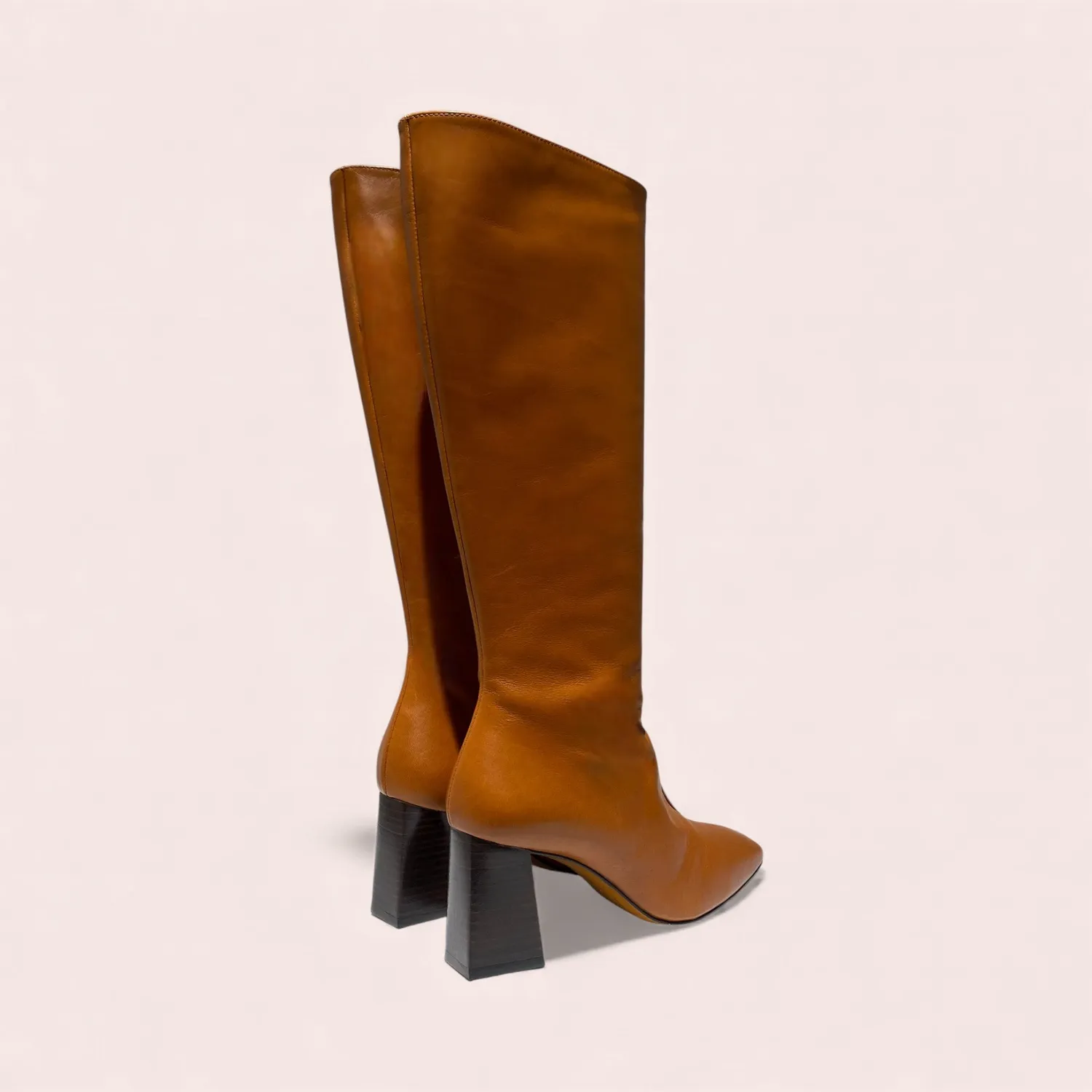 Karine Arabian Danae botte cuir camel talon 70 mm