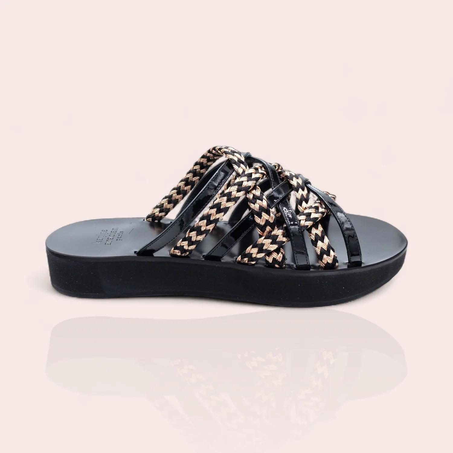 Karine Arabian Drew mule compensée cuir rouge 25 mm