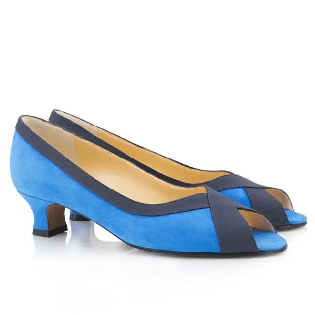Bégum Paris Greta escarpin bleu vif chèvre velours