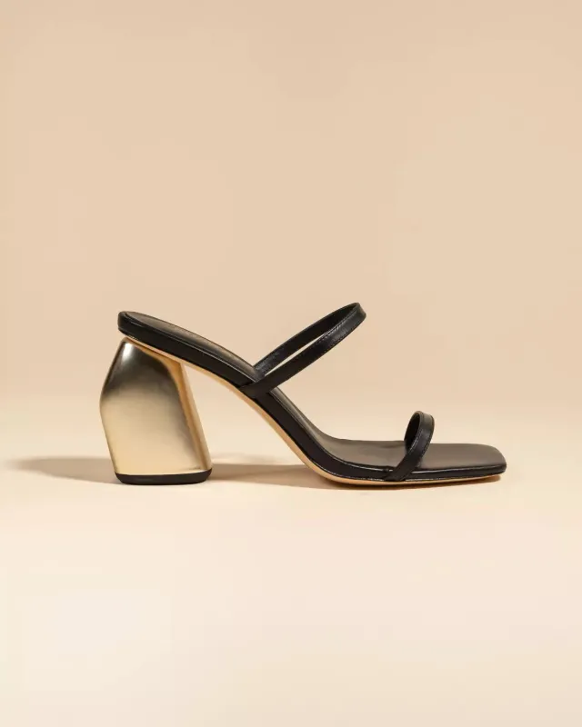 Mi/Mai Tilda High Black Gold mules talon 8 cm