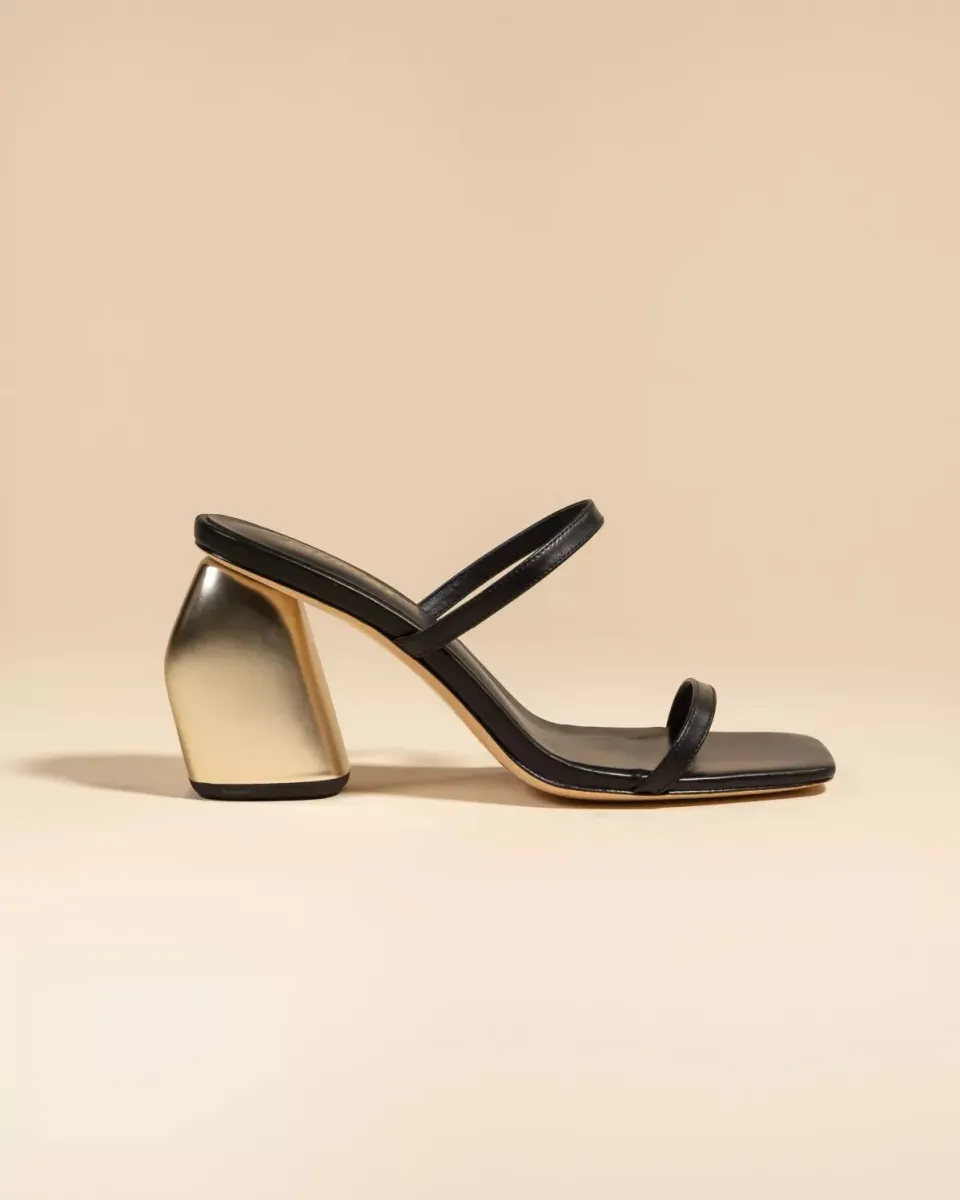 Mi/Mai Tilda High Black Gold mules talon 8 cm