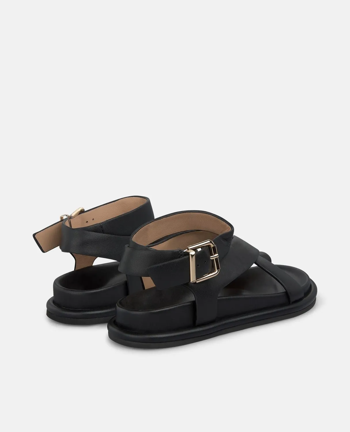 Alma en Pena V267003 sandale plate cuir noir cheville 2 cm